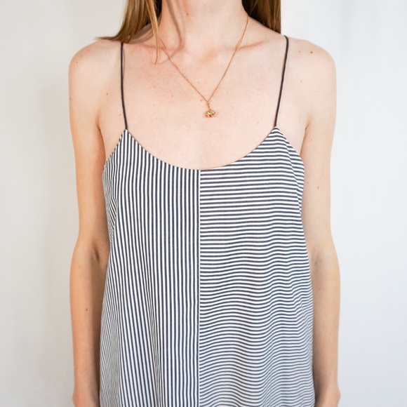 TIBI Drop-Waist Navy & White Stripe Cotton Dress - Picture 6 of 7